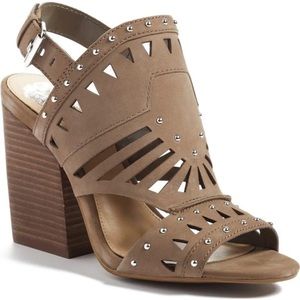 Vince Camuto Reston Sandal Dark Beige suede Heels Shoes